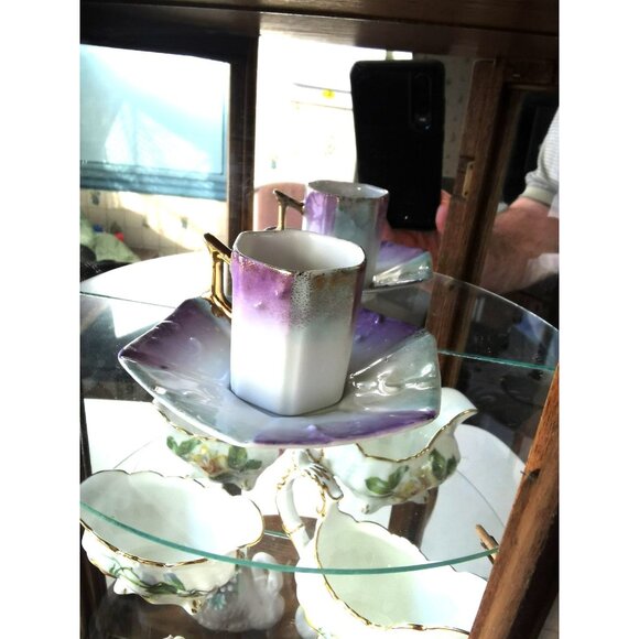 Vintage Wood Curio Cabinet Glass Door Half Round Includes 5 Vintage Figurines - Picture 4 of 9